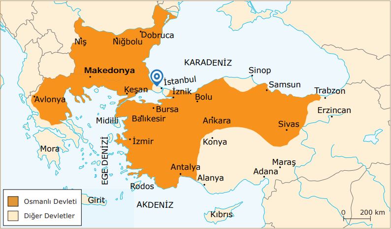 II. Murad Dönemi Osmanlı Devleti Toprakları (1421-1451)